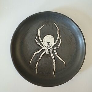 NWT 6in Halloween Stoneware Spider Black Appetizer Plate
